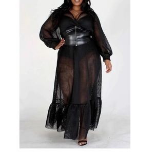 Mesh plus size floor length dress